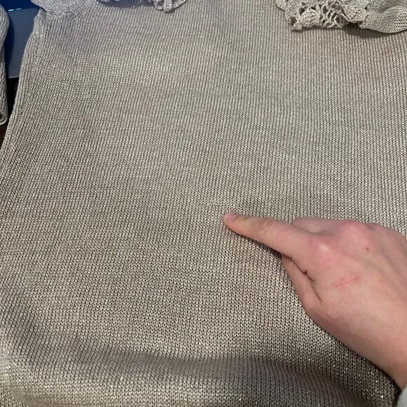 Lilly Pulitzer Carino Sweater Gold Metallic Dress Gorgeous Shimmer Beige - Picture 4 of 5